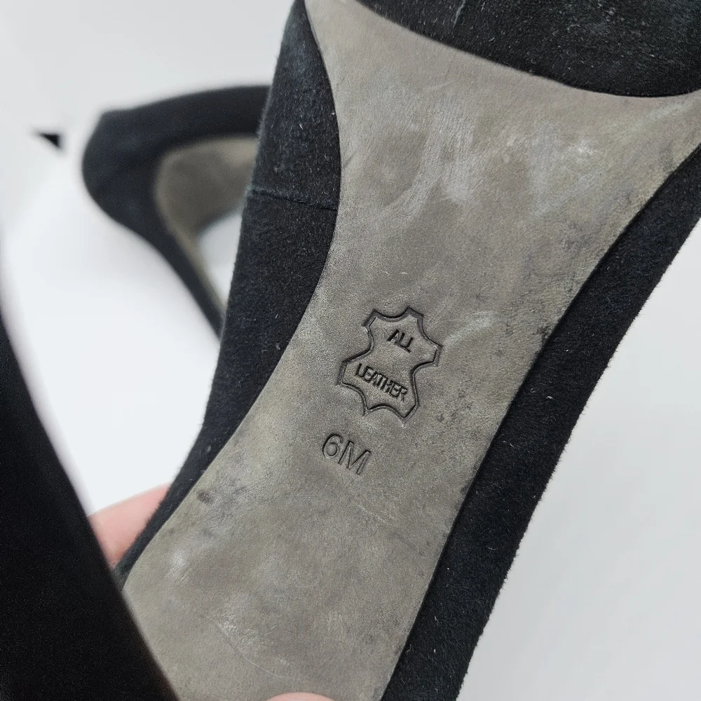 Tory Burch black suede Camille platform stiletto heels size 6